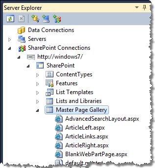 Master Page Gallery node added by the Imtech Master Pages and Page Layouts Extension