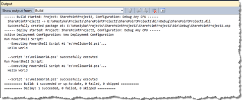 Result of running the Deployment Process with Run PowerShell Script tasks