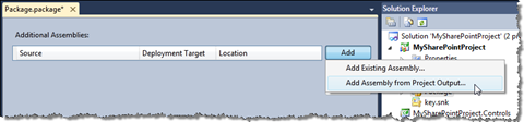 Adding assembly from Project Output