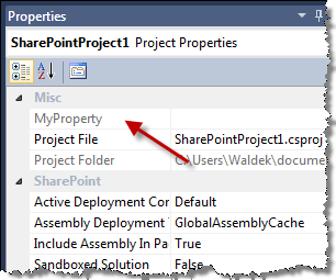 Custom property displayed in the Properties Window