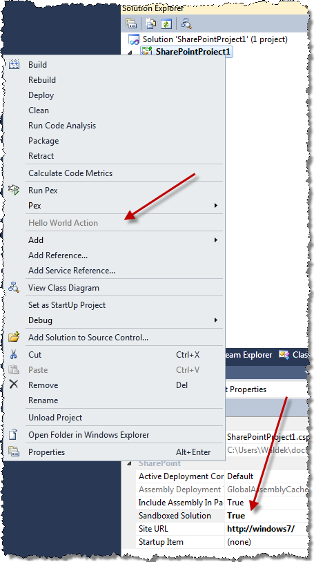 Hello World Action menu is disabled for Sandbox Solutions