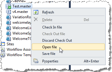 Opening the contents of a Master Page