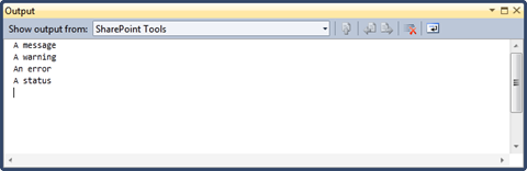 Messages from the logger displayed in the Visual Studio Output window