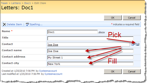 Scheme that illustrates the working of the EntityPicker with Callback
