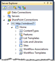 Exploring SharePoint content using the Visual Studio SharePoint development tools SharePoint explorer
