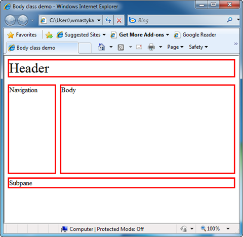 Content Page layout