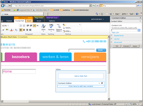 Editor Pane rendered outside the page