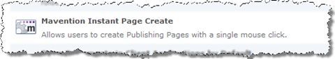 Mavention Instant Page Create Site Collection Feature