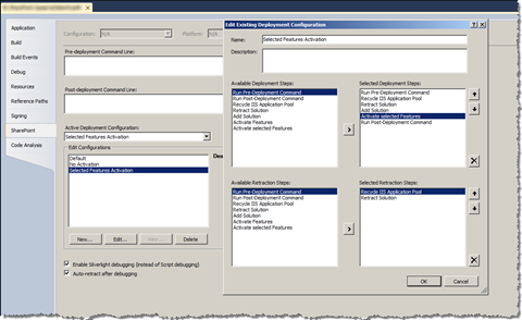 Custom Deployment Configuration with the Activate Selected Features Deployment Step