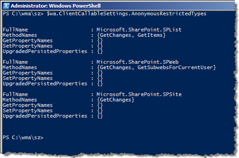 Default list of types restricted for anonymous users.