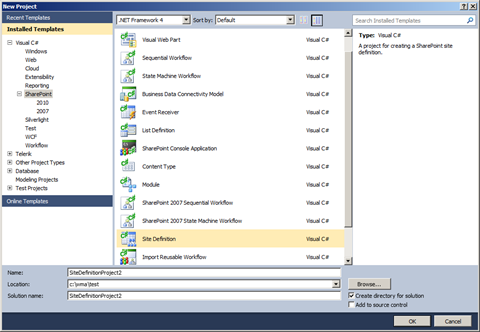 Creating a custom Site Definition using the Site Definition SharePoint Project Template
