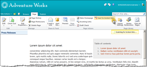 Scanning for broken links