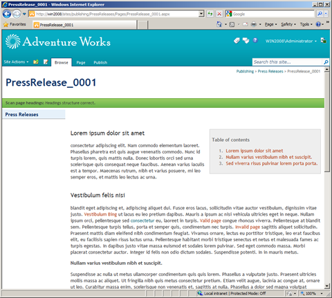 Scan results show that there are no issues in the headings structure.