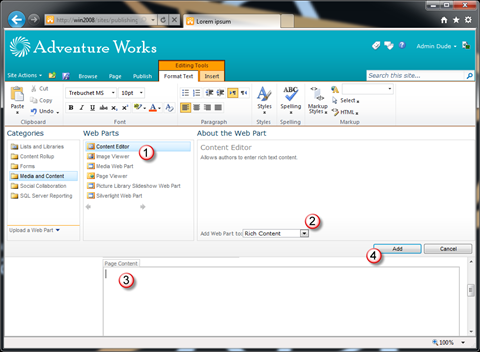 Content Editor Web Part inserted in content in spite of hiding the ‘Insert Web Parts’ group on the Ribbon.