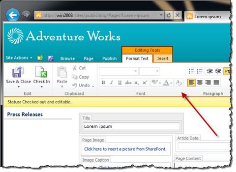 Font group disabled in the Ribbon.