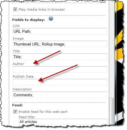 The author and article date slots added to the CQWP