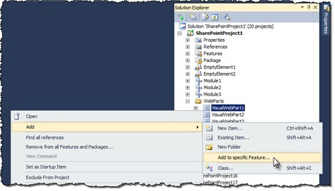 The ‘Add to specific Feature’ menu option highlighted in the context menu