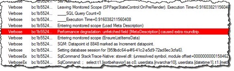 Performance warning about code causing an extra roundtrip to the database to retrieved data