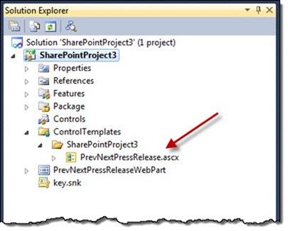 Newly created User Control placed in the ControlTemplate Mapped Folder