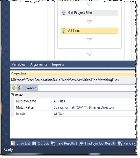 Configuration of the ‘All Files’ activity