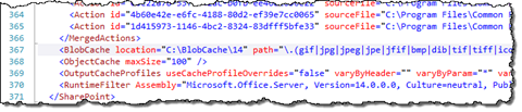 The BlobCache configuration node in web.config
