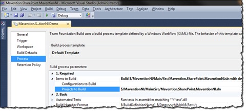Solution selected for building in a Build Definition in TFS Build 2010