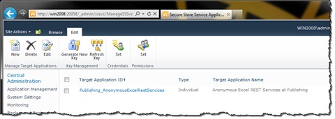 Target Application for HTTP Handler created in the Secure Store Service