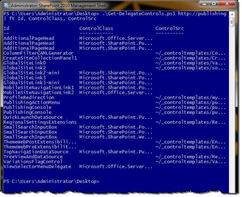 All Delegate Controls active on the specific site