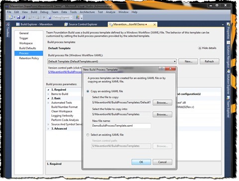 Creating a new build template based on the DefaultTemplate