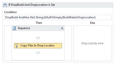 The ‘Copy Files to Drop Location’ added to the ‘Sequence’ in the ‘Then’ clause