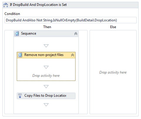 The ‘Remove non-project files’ sequence added to the workflow