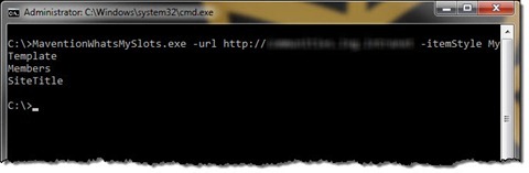 List of slots displayed using the ‘Mavention What’s My Slots’ tool