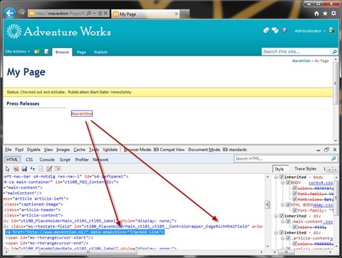 Red arrows pointing to html5 markup properly saved and rendered by the Edge Rich HTML Field