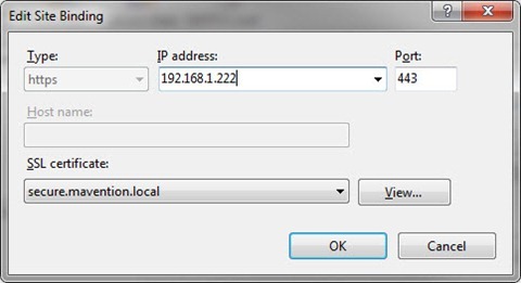 Site binding configured to support the additional IP address