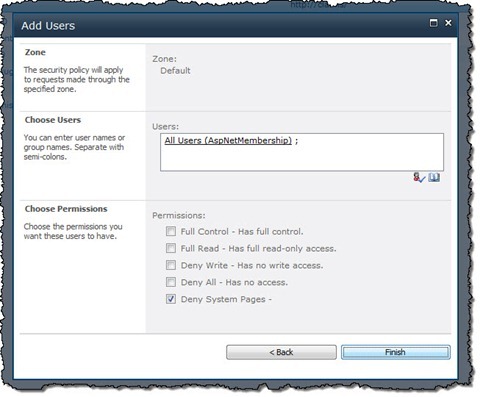 Configuring which users should be prevented from accessing system pages