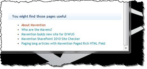 Content suggested using Mavention Suggested Content