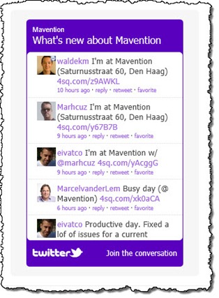 Sample twitter search widget