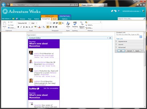 twitter widget displayed two times while editing the Content Editor Web Part
