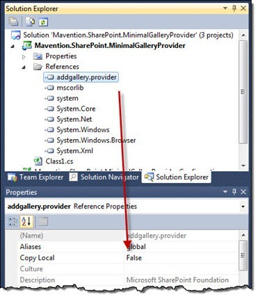 Reference to the AddGallery.Provider assembly configured on the Gallery Provider project