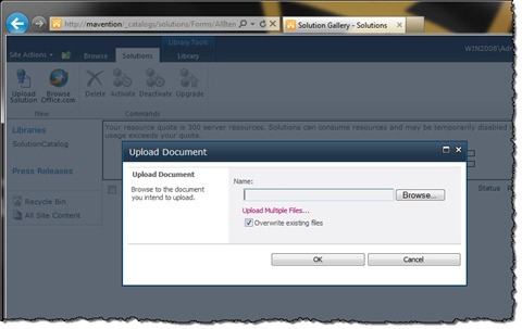 Uploading Sandboxed Solutions to the Solution Gallery