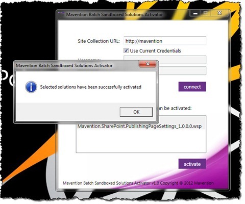 Activating multiple Sandboxed Solutions completed