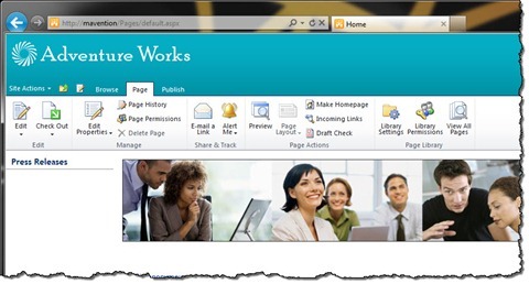Publishing Page tasks on the Ribbon in SharePoint 2010