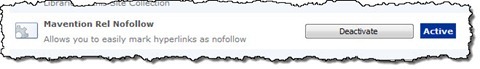 The Mavention Rel Nofollow Site Collection Feature in the list of available Site Collection Features