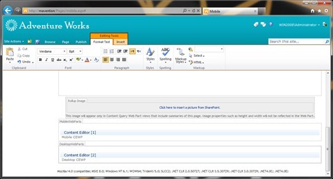 Two Content Editor Web Parts added to a page each in its own Publishing HTML Field