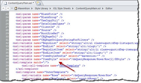 ItemStyle variable added to ContentQueryMain.xsl