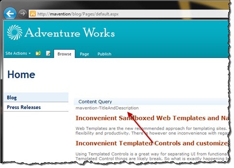 The name of the Item Style displayed beneath the Web Part title
