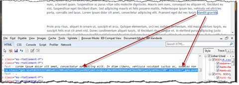 Hyperlink HTML markup with a CSS class prefixed with gat- and the onclick attribute containing Google Analytics Event Tracking code dynamically added to a hyperlink after publishing the page