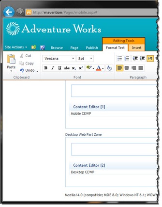 Two Content Editor Web Parts each in a separate Web Part Zone