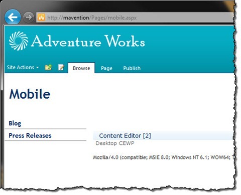 Desktop Content Editor Web Part displayed on a Publishing Page