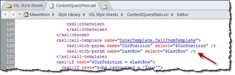 The LastRow parameter added to the CallItemTemplate call